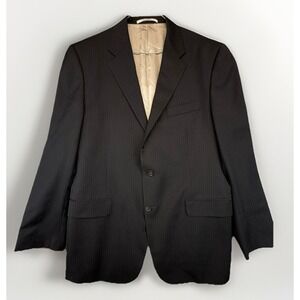 Hickey Freeman Mens 42R Dark Pinstripe Wool Blazer Suit Jacket USA